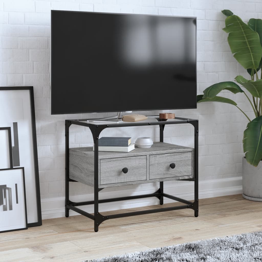 TV ormarić sa staklenom površinom boja hrasta 60x35x51 cm drvo