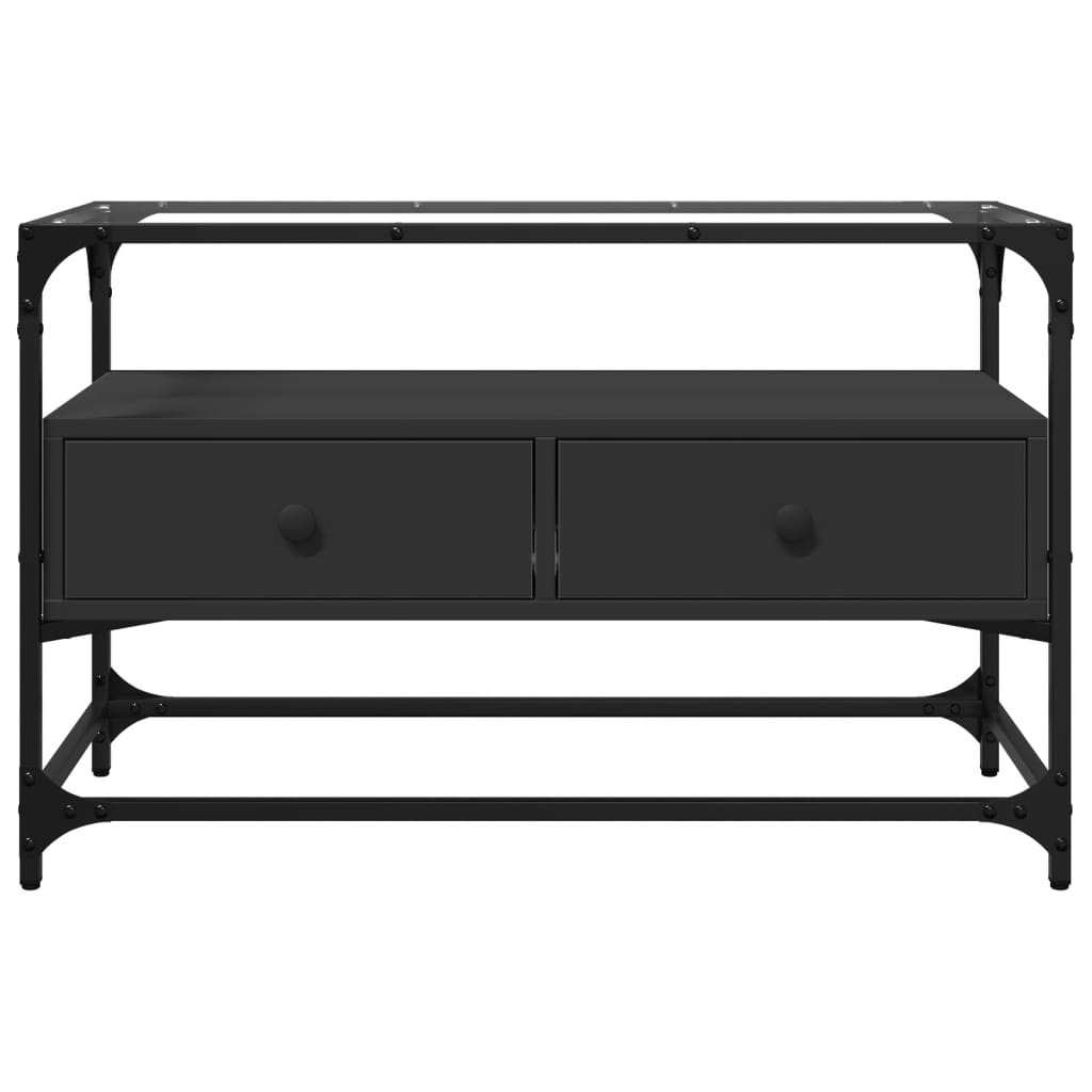 TV ormarić sa staklenom površinom crni 80x35x51 cm drveni