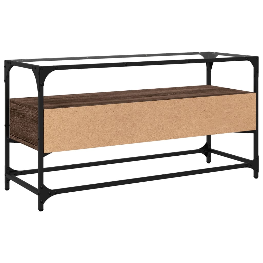 TV ormarić sa staklenom površinom boja hrasta 98x35x51 cm drvo