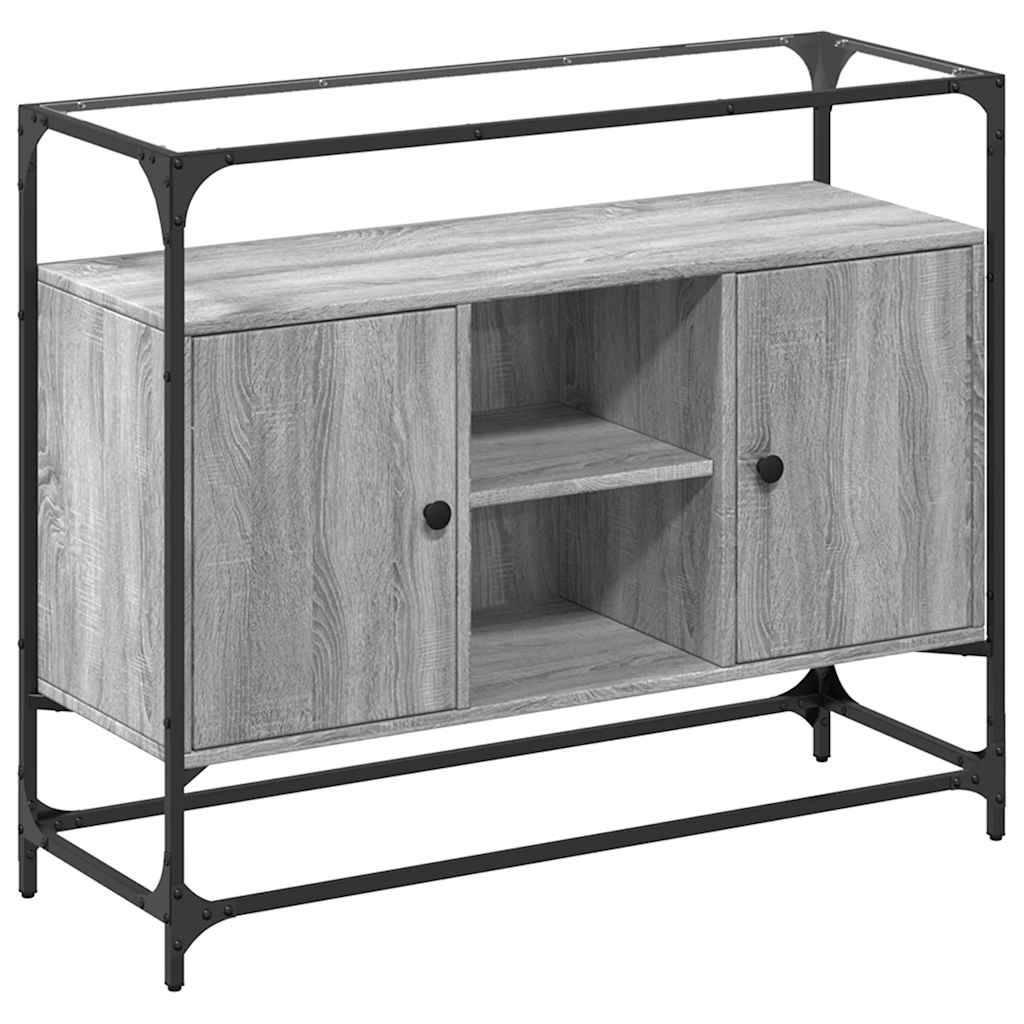 Komoda sa staklenom površinom boja hrasta 98x35x81 cm drvena