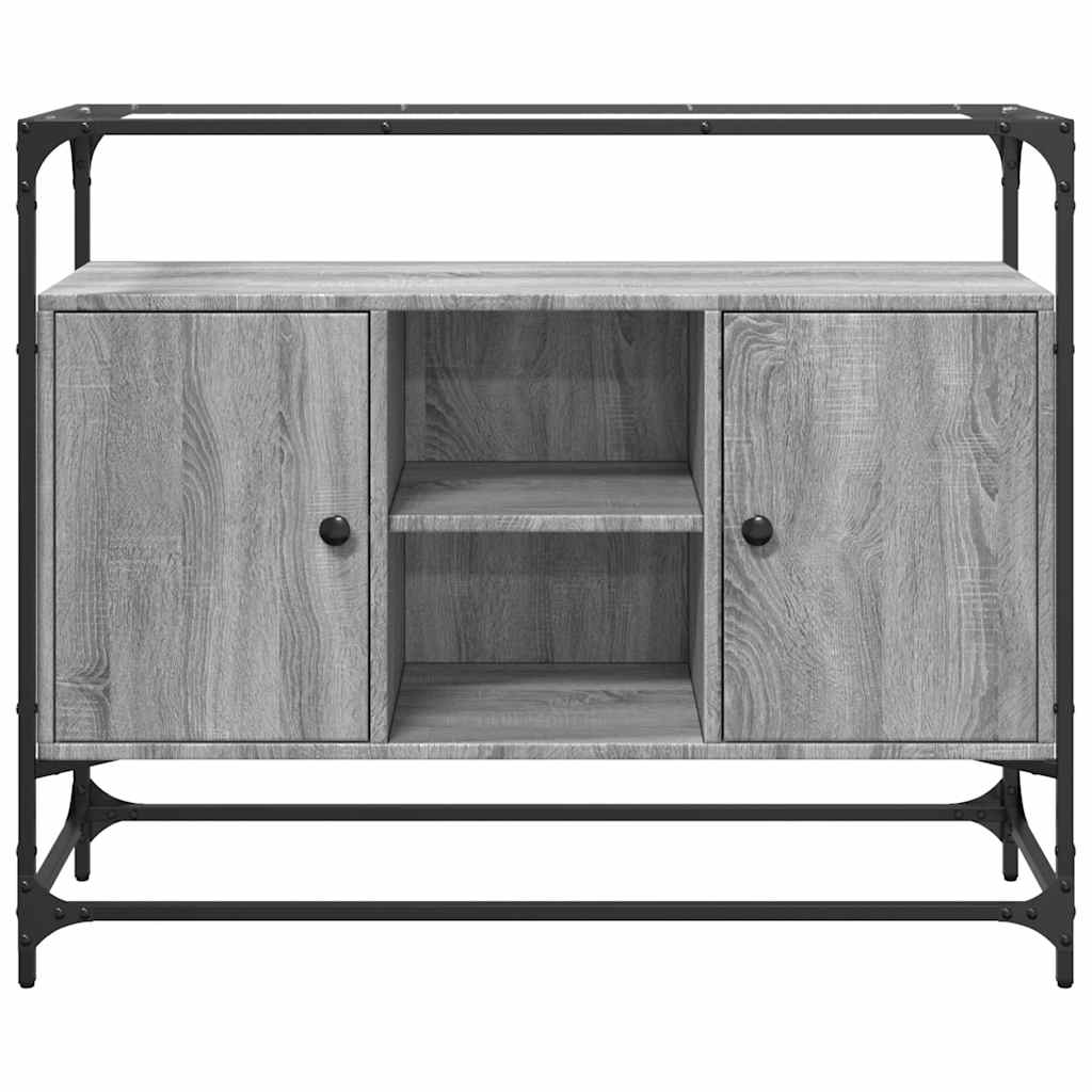 Komoda sa staklenom površinom boja hrasta 98x35x81 cm drvena