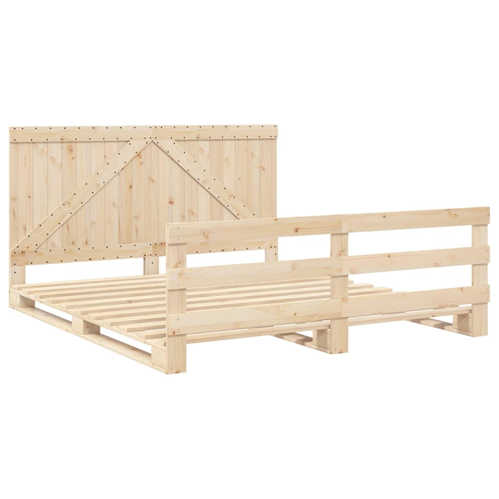 Okvir kreveta s uzglavljem 200 x 200 cm od masivne borovine