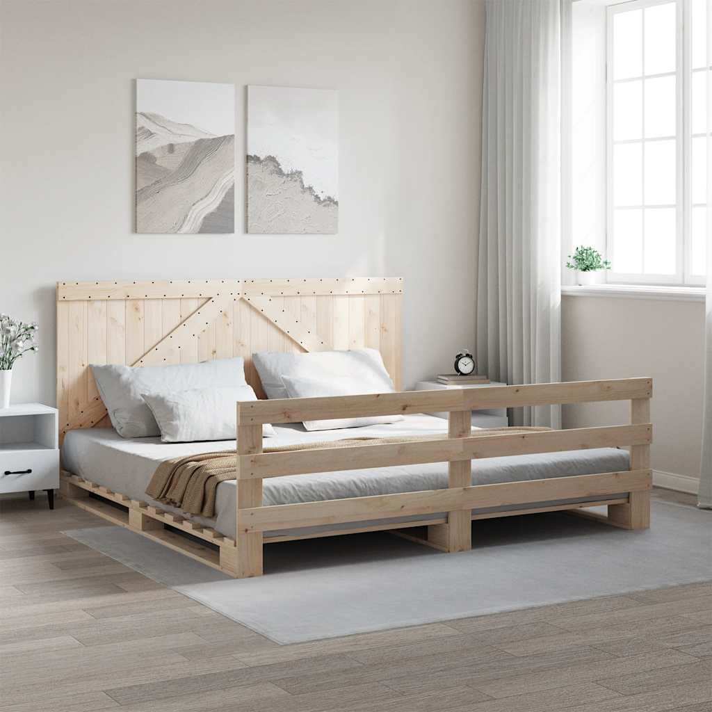 Okvir kreveta s uzglavljem 200 x 200 cm od masivne borovine