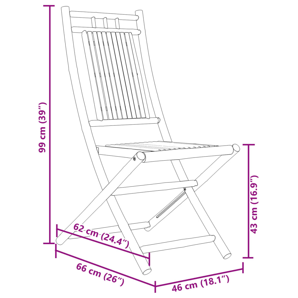 Sklopive vrtne stolice 2 kom 46 x 66 x 99 cm od bambusa