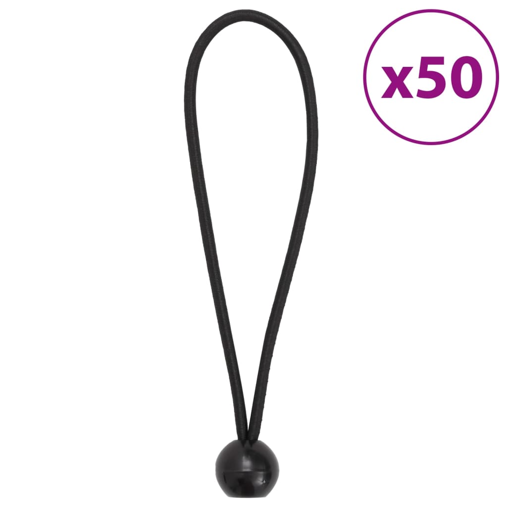 Bungee uže s lopticama Crna 4 mm x 22 cm Polipropilen