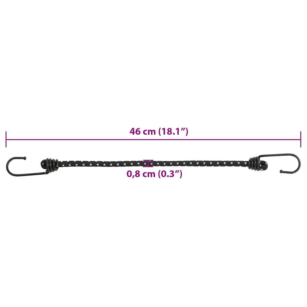 Užad za bungee s reflektirajućim prugama i kukama 50 kom 46 cm