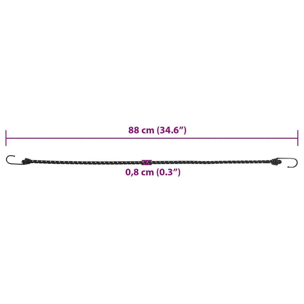 Užad za bungee s reflektirajućim prugama i kukama 25 kom 88 cm