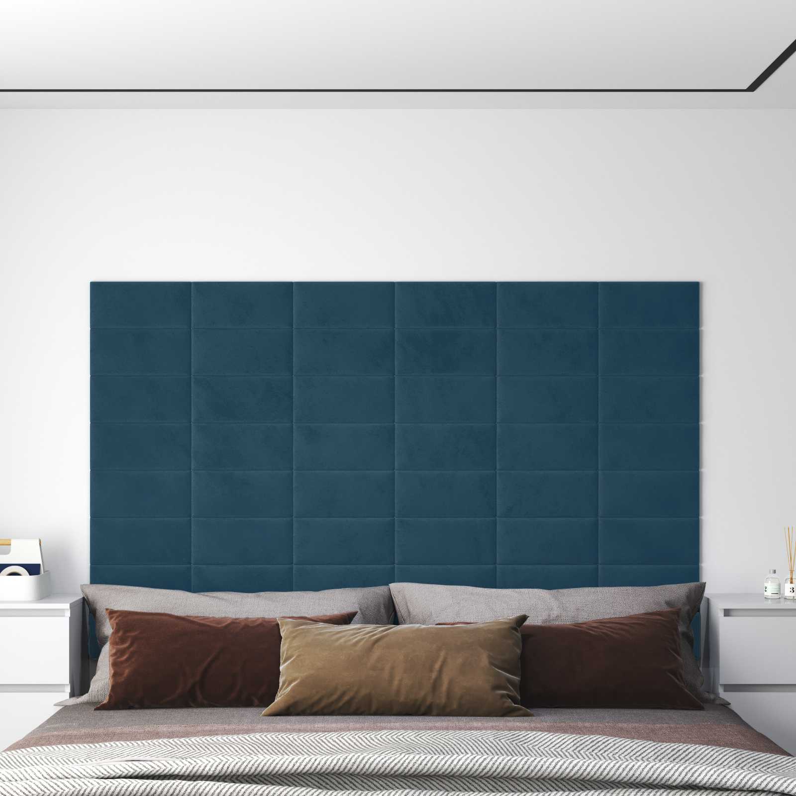 Zidna uzglavlja 12 pcs Plava Baršun