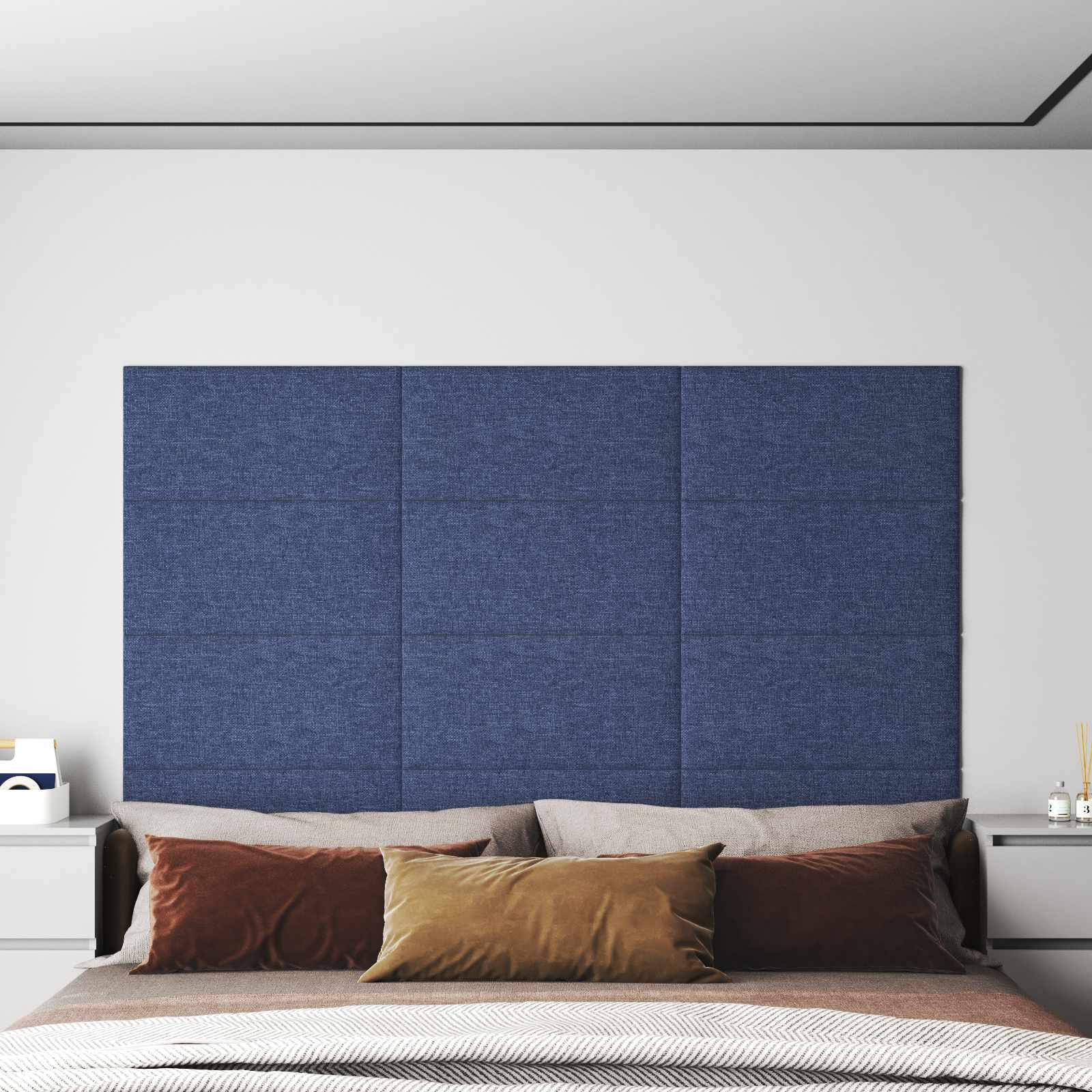 Zidna uzglavlja 12 pcs Plava 60 x 30 cm tkanina