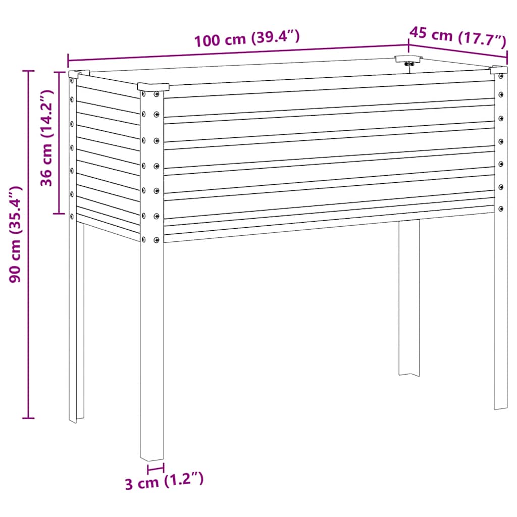 Vrtna žardinjera smeđa 100x45x90 cm čelična