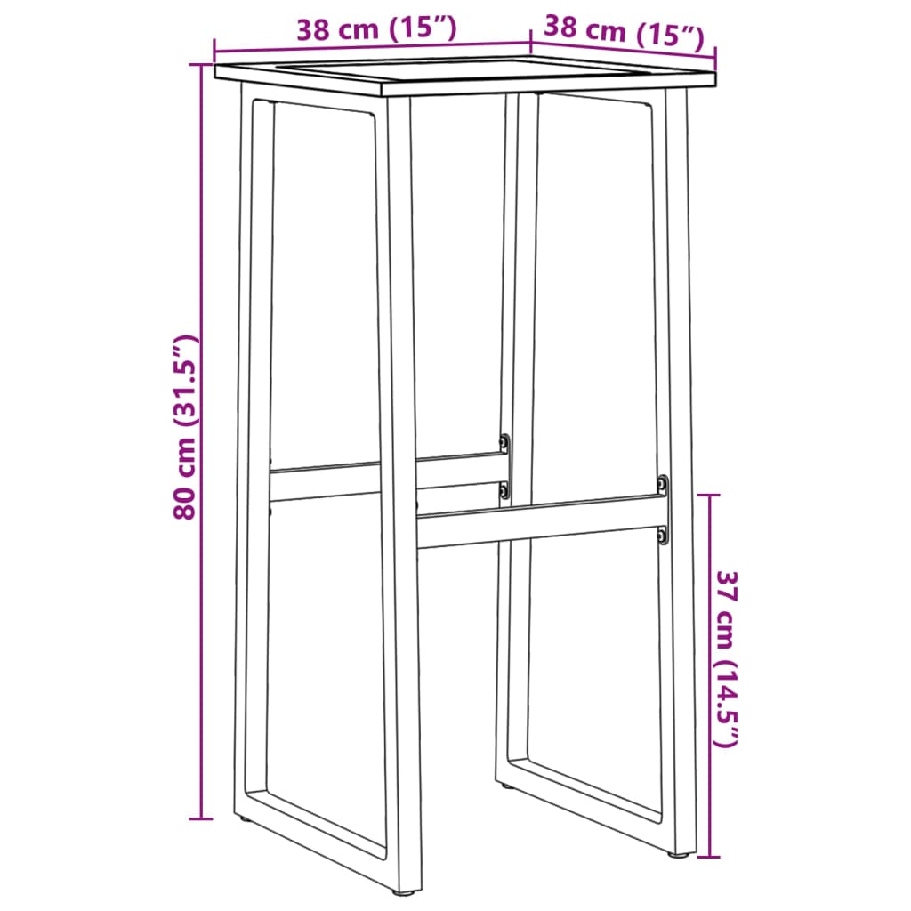 Barski stolci 2 kom crni 38x38x80 cm od čelika obloženog prahom