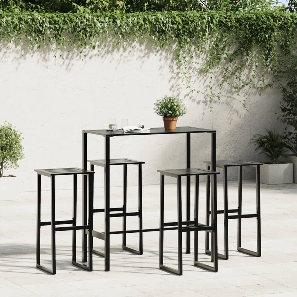 Barski stolci 4 kom crni 38x38x80 cm od čelika obloženog prahom