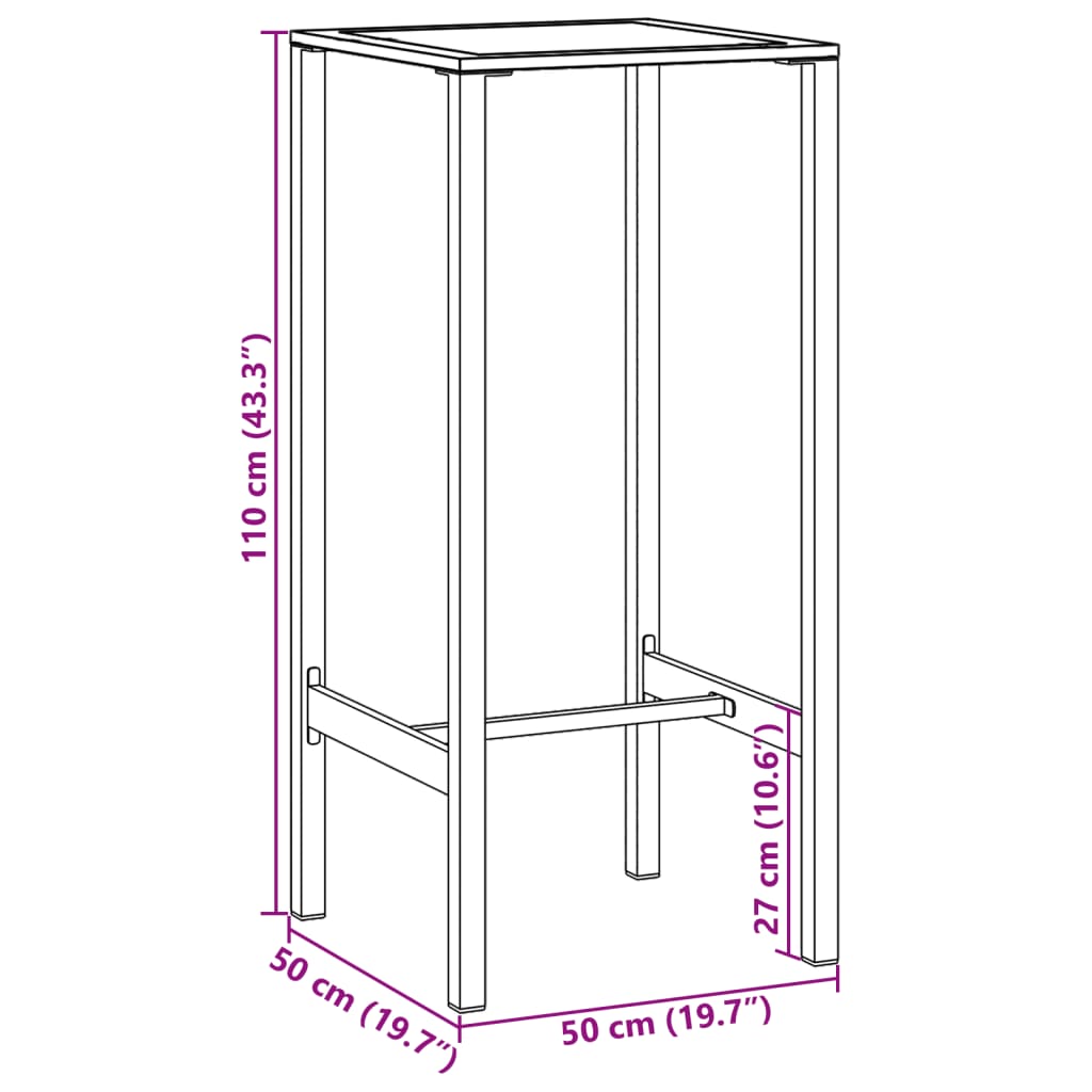 Barski stol crni 50x50x110 cm od čelika obloženog prahom