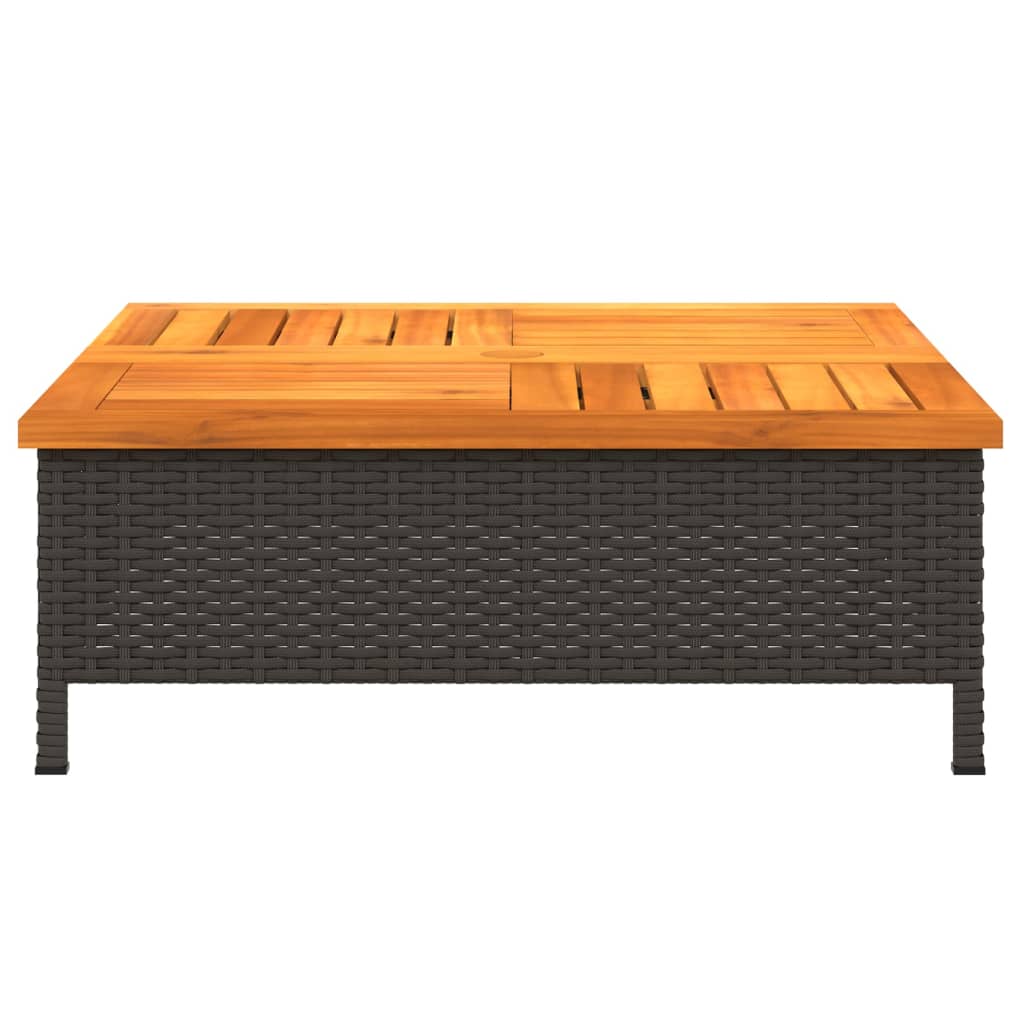 Vrtni stol crni 70 x 70 x 25 cm od ratana i bagremovog drva