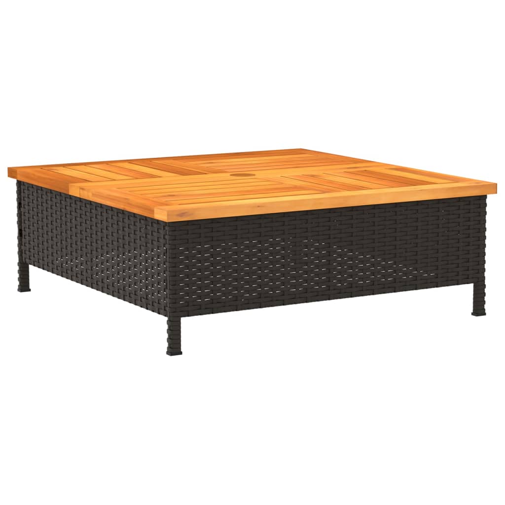 Vrtni stol crni 70 x 70 x 25 cm od ratana i bagremovog drva