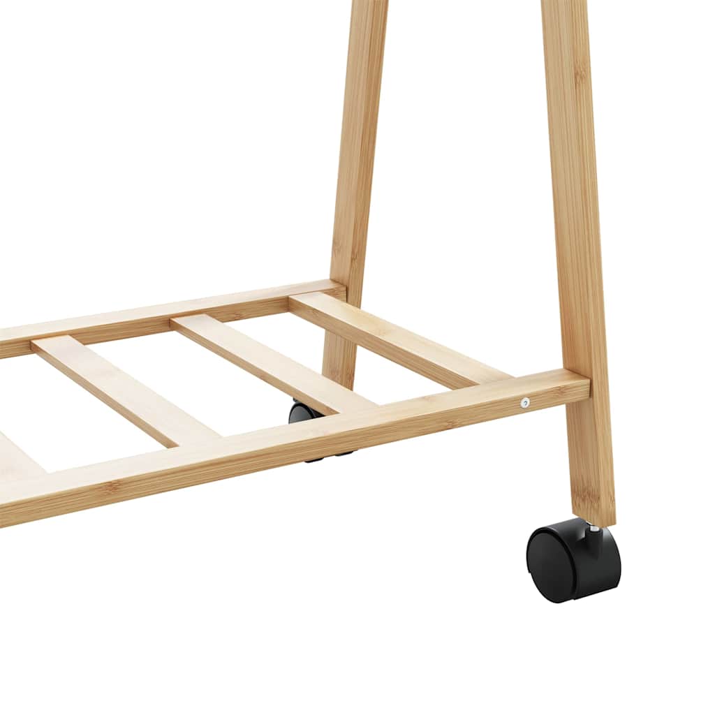 Stalak za odjeću s policama i kotačima 106x34x106,5 cm bambusa