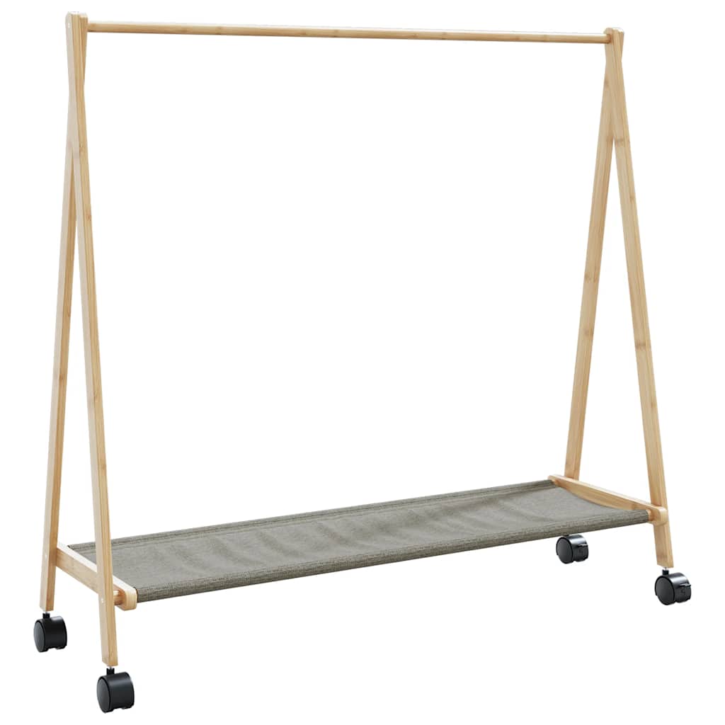 Stalak za odjeću s policama i kotačima 106x34x106,5 cm bambusa