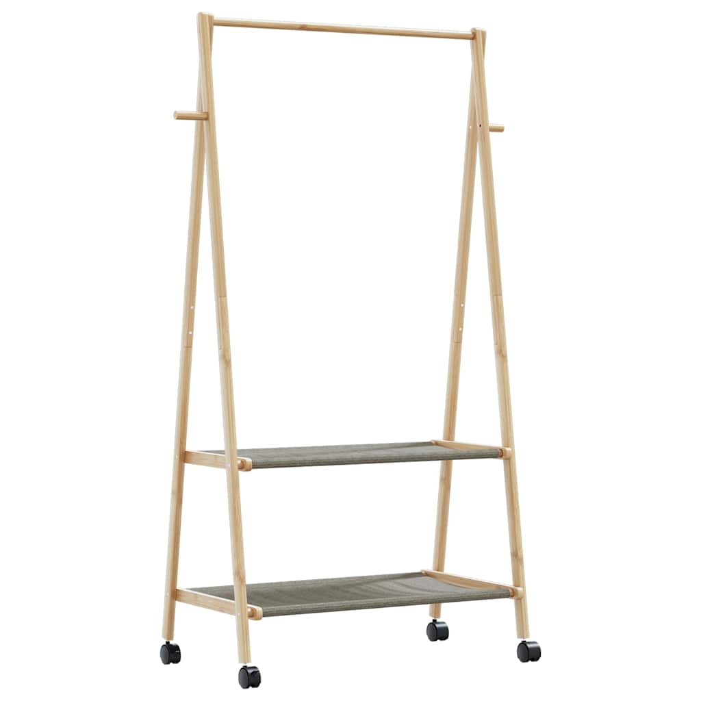 Stalak za odjeću s policama i kotačima 96x45,5x155,5 cm bambusa