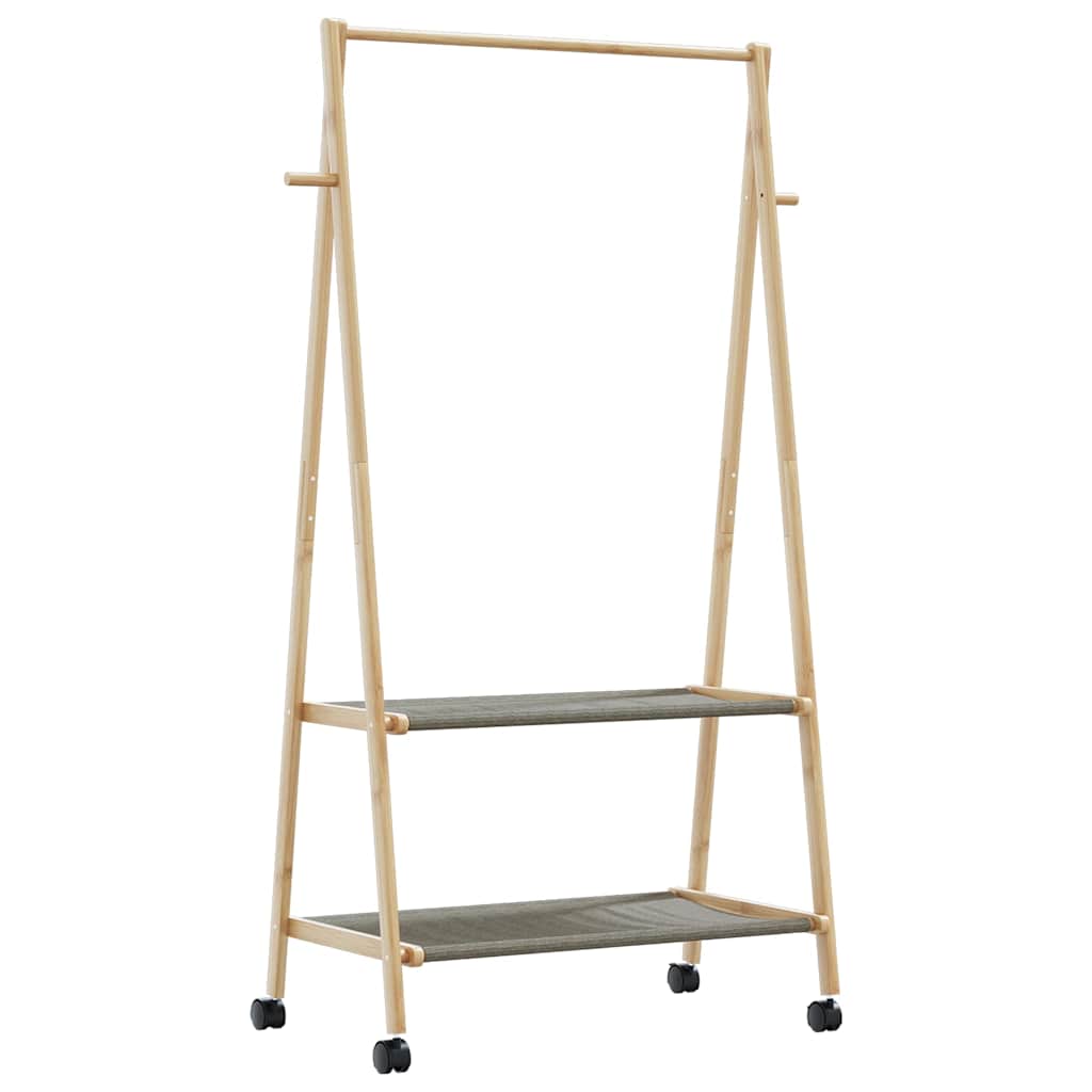 Stalak za odjeću s policama i kotačima 96x45,5x155,5 cm bambusa