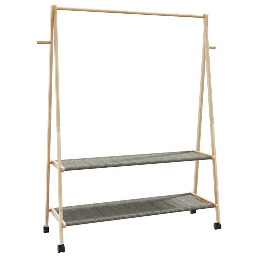 Stalak za odjeću s policama i kotačima 132x45,5x155,5cm bambusa