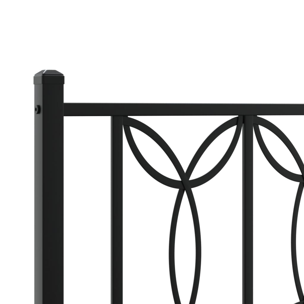 Metalni okvir za krevet s uzglavljem crni 75x190 cm