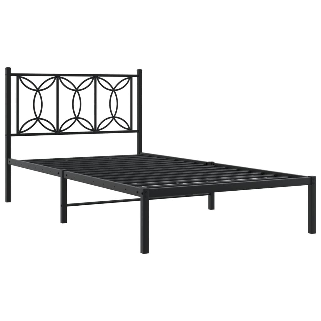 Metalni okvir za krevet s uzglavljem crni 100x200 cm