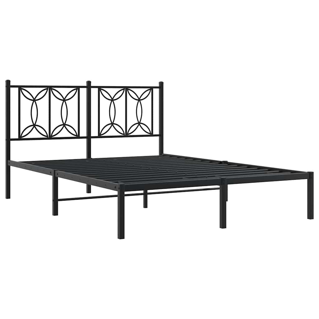 Metalni okvir za krevet s uzglavljem crni 140x190 cm