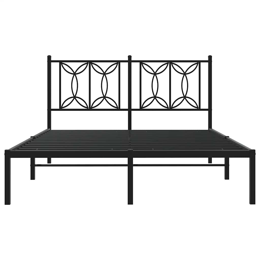 Metalni okvir za krevet s uzglavljem crni 140x190 cm