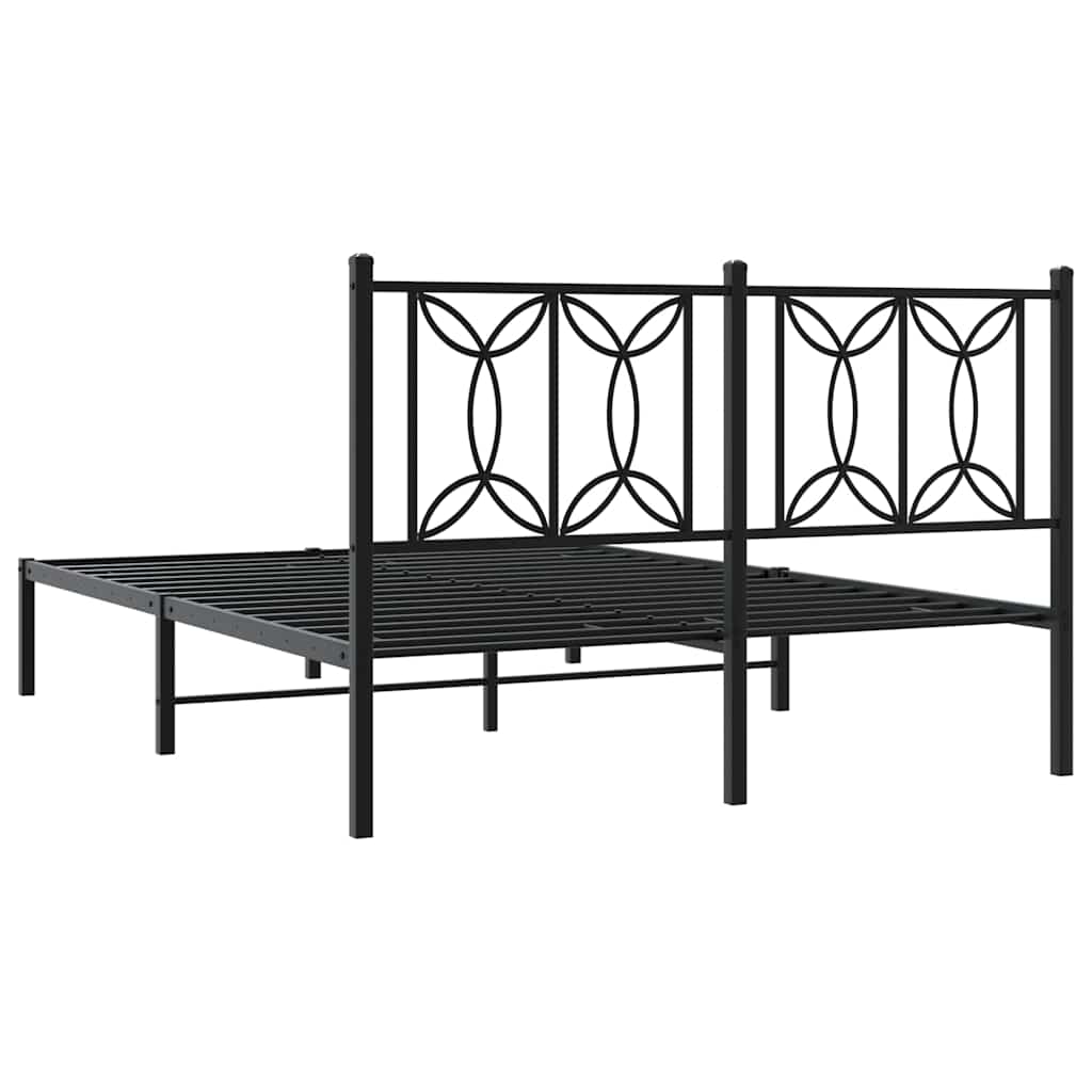 Metalni okvir za krevet s uzglavljem crni 140x190 cm