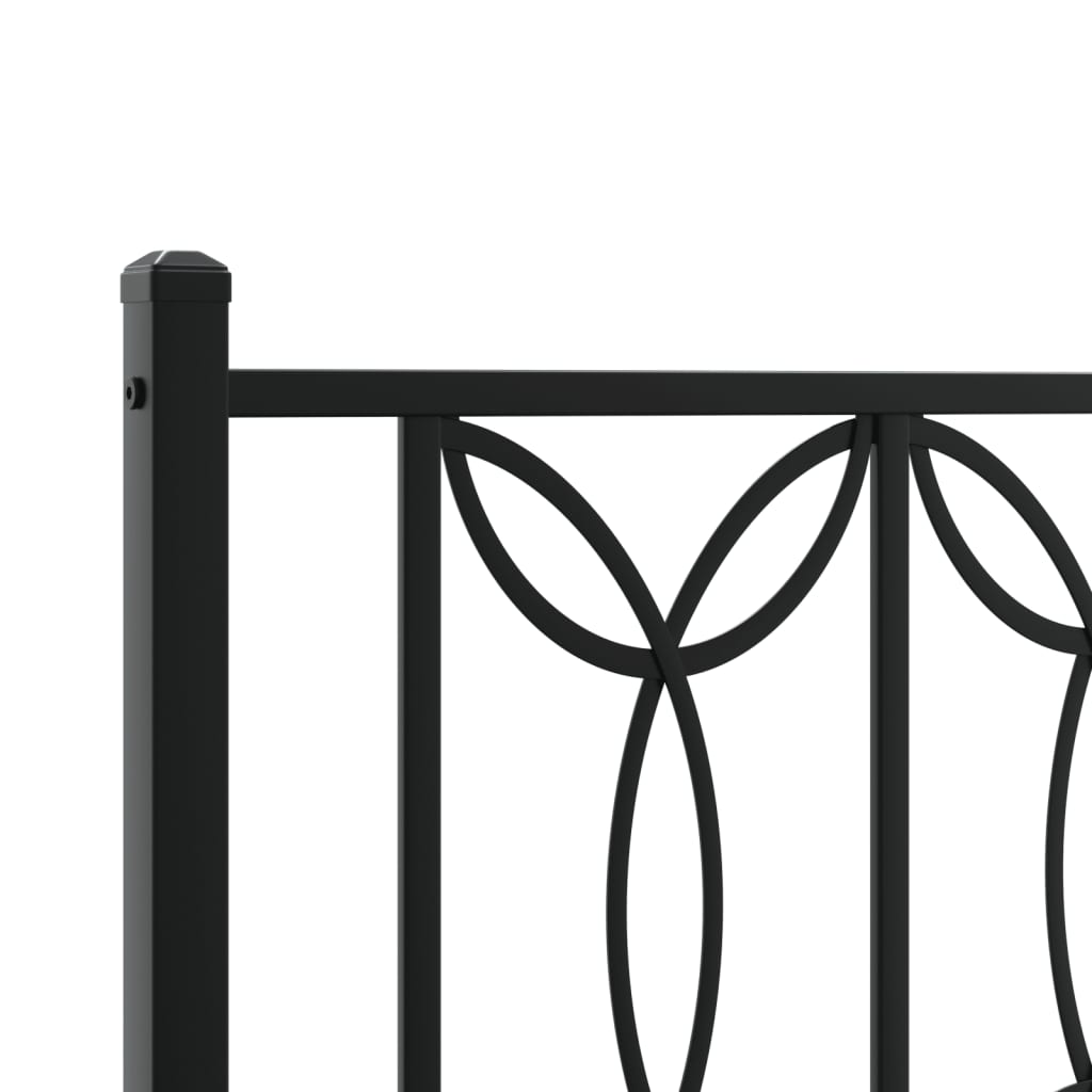Metalni okvir za krevet s uzglavljem crni 150x200 cm