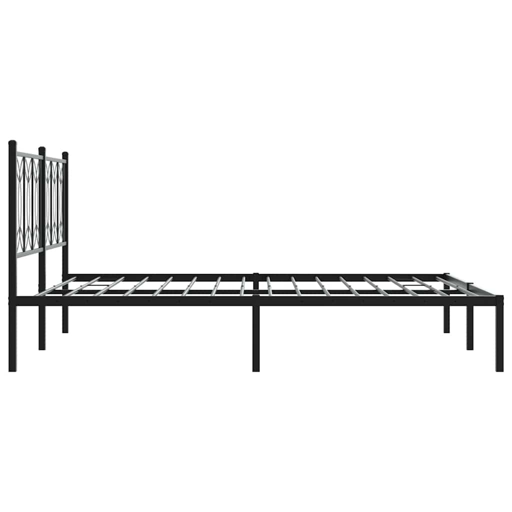 Metalni okvir za krevet s uzglavljem crni 160x200 cm