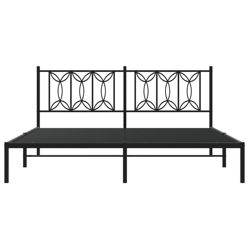 Metalni okvir za krevet s uzglavljem crni 180x200 cm