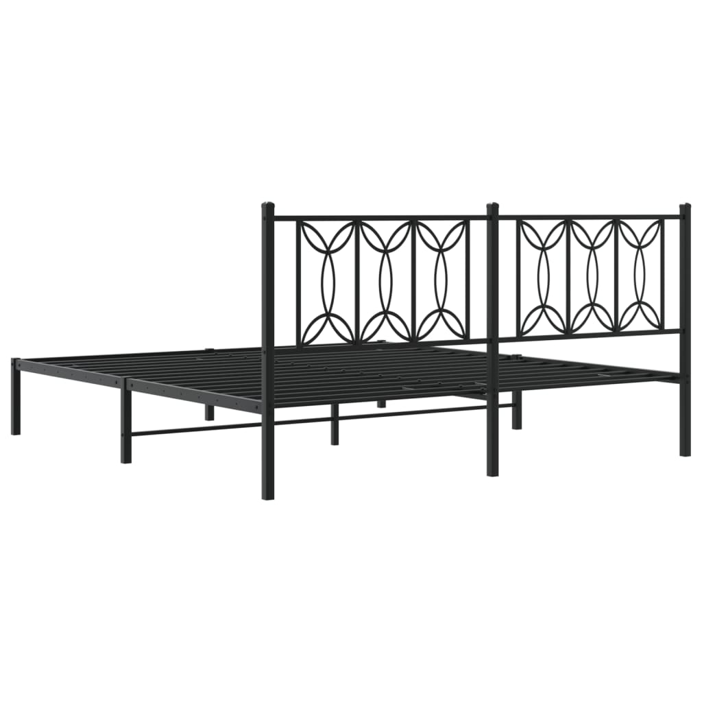 Metalni okvir za krevet s uzglavljem crni 183x213 cm