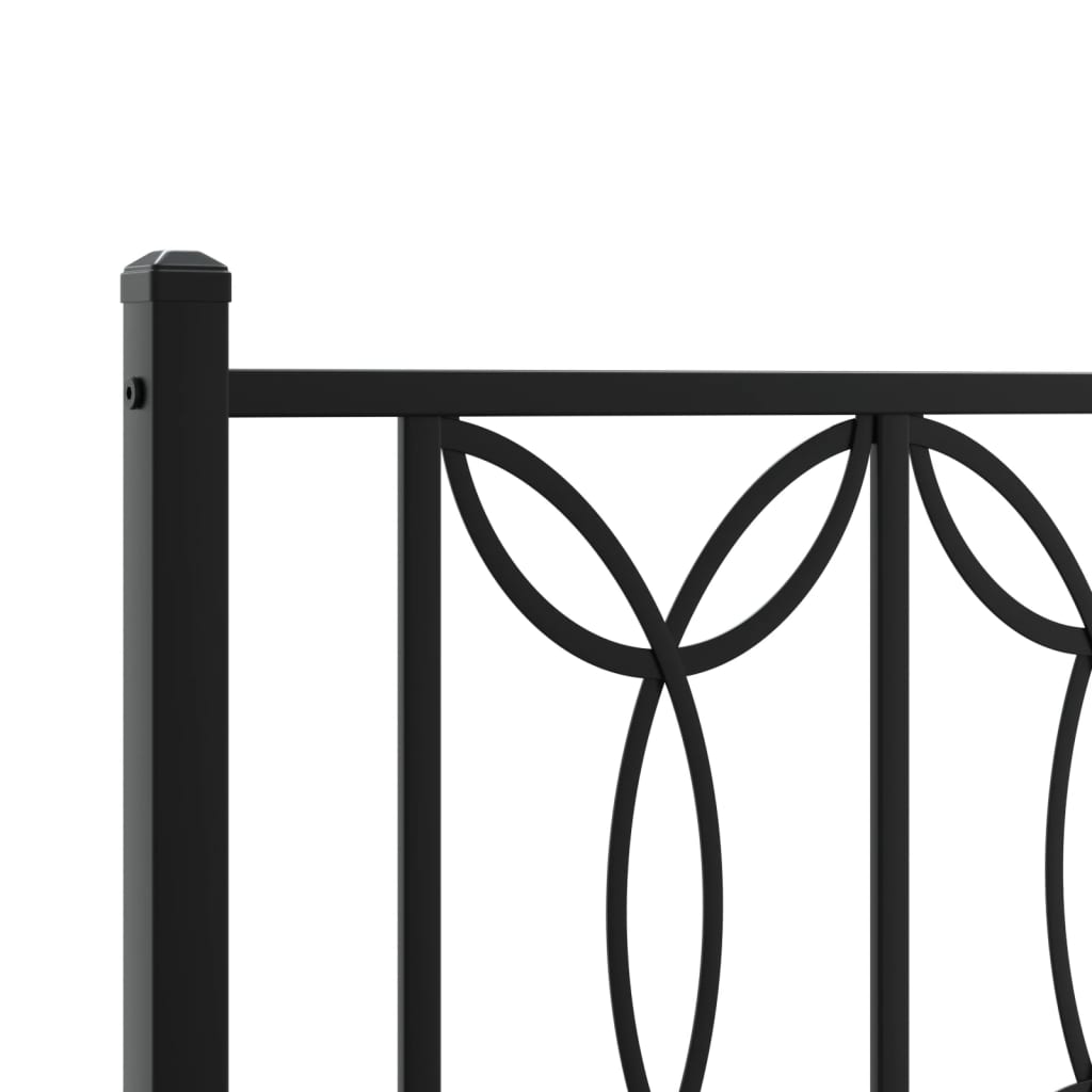 Metalni okvir kreveta uzglavlje i podnožje crni 80x200 cm