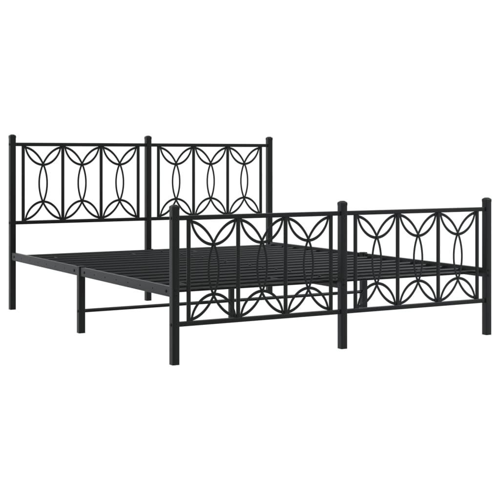 Metalni okvir kreveta uzglavlje i podnožje crni 150x200 cm
