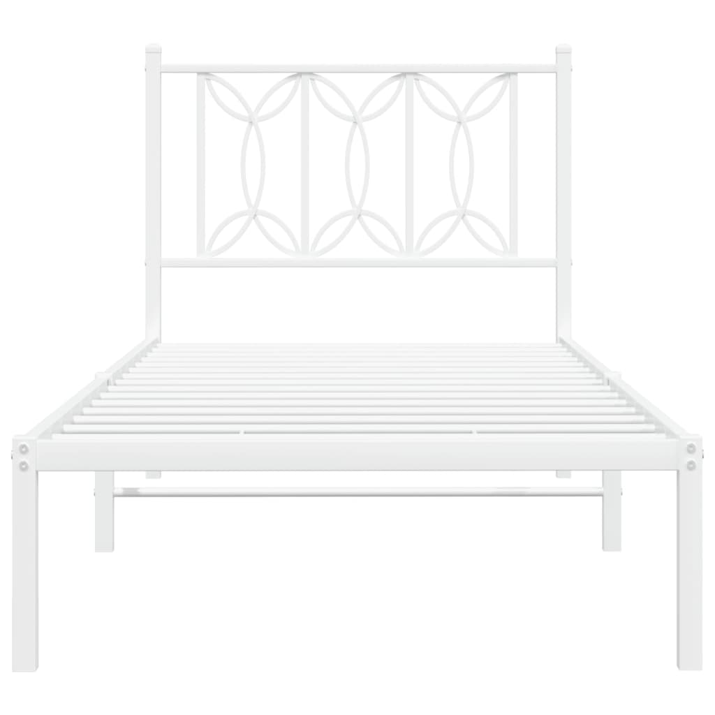 Metalni okvir krevet bez madraca s uzglavljem bijeli 75x190 cm