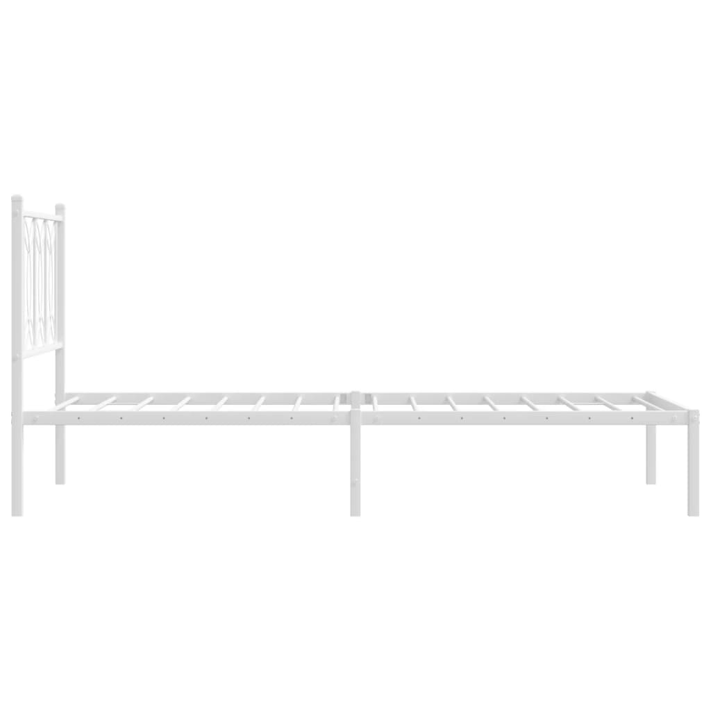 Metalni okvir krevet bez madraca s uzglavljem bijeli 75x190 cm
