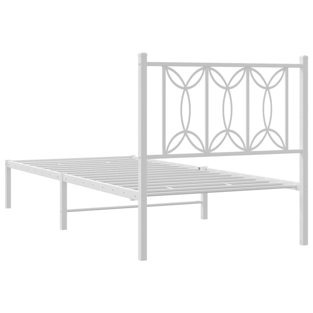 Metalni okvir krevet bez madraca s uzglavljem bijeli 75x190 cm