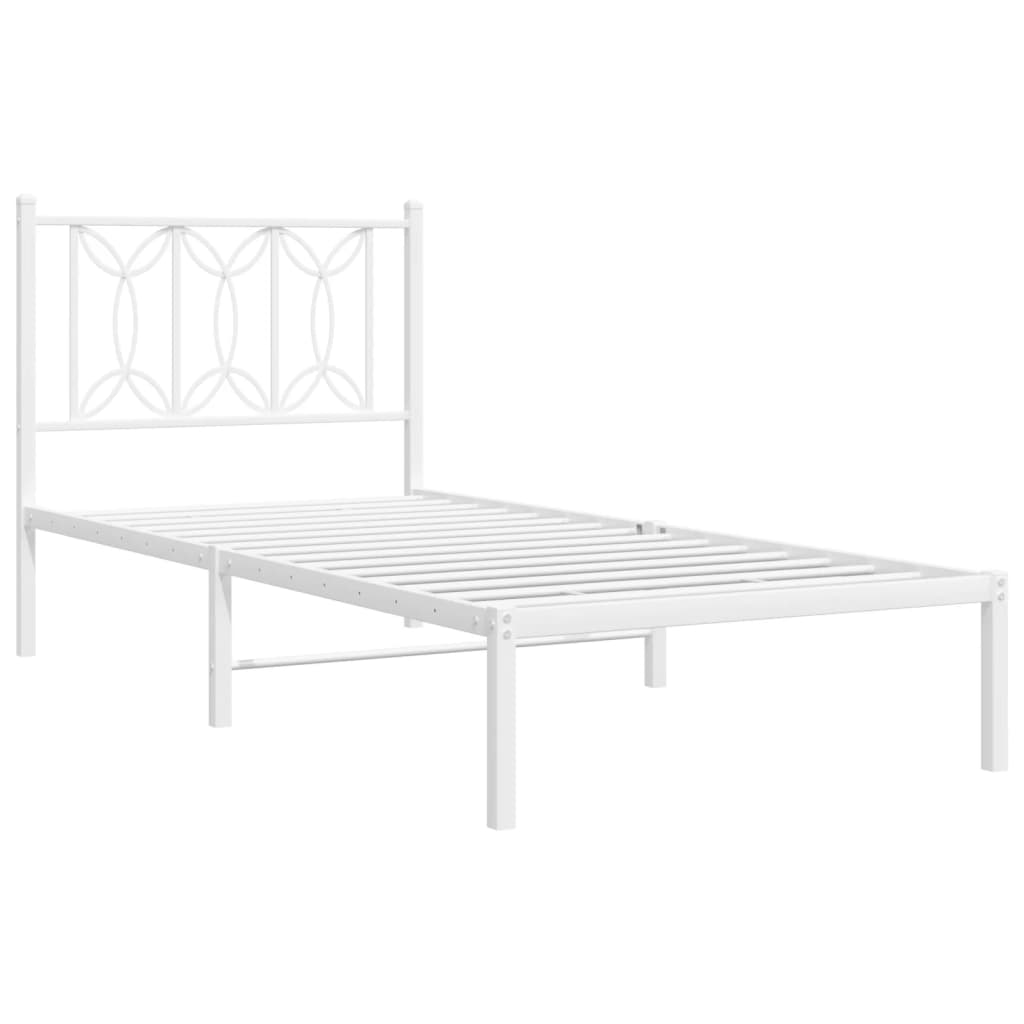 Metalni okvir za krevet s uzglavljem bijeli 80x200 cm