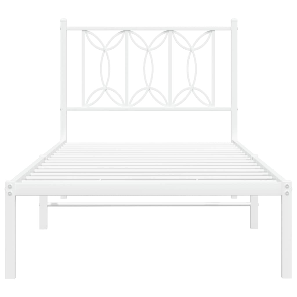 Metalni okvir za krevet s uzglavljem bijeli 90x200 cm