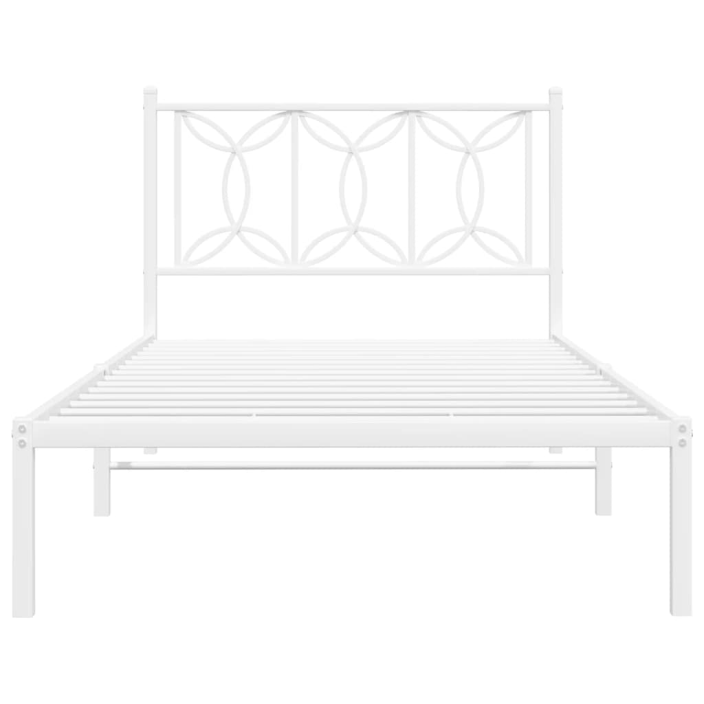 Metalni okvir za krevet s uzglavljem bijeli 100x200 cm