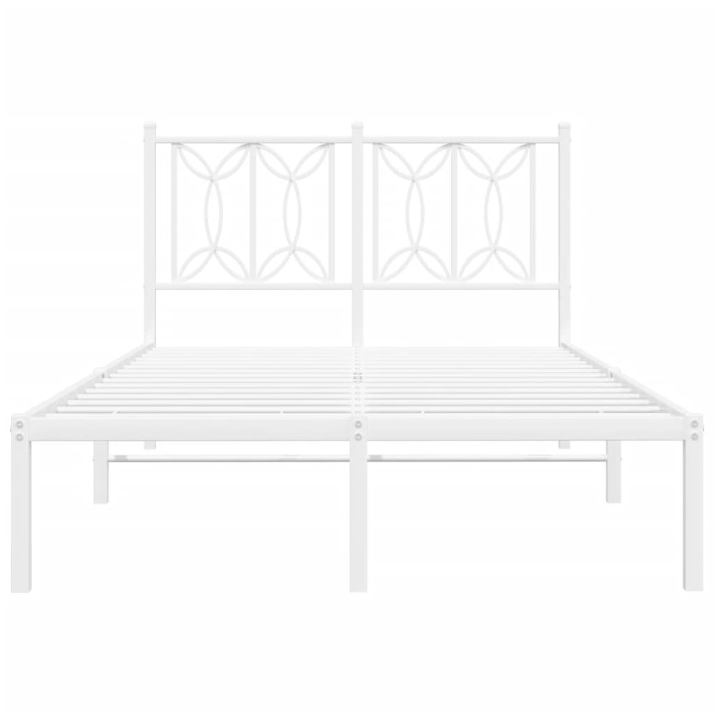 Metalni okvir za krevet s uzglavljem bijeli 120 x 190 cm