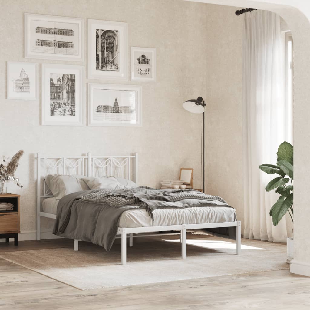 Metalni okvir za krevet s uzglavljem bijeli 120 x 190 cm