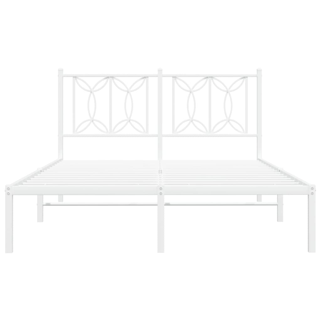 Metalni okvir za krevet s uzglavljem bijeli 140 x 190 cm