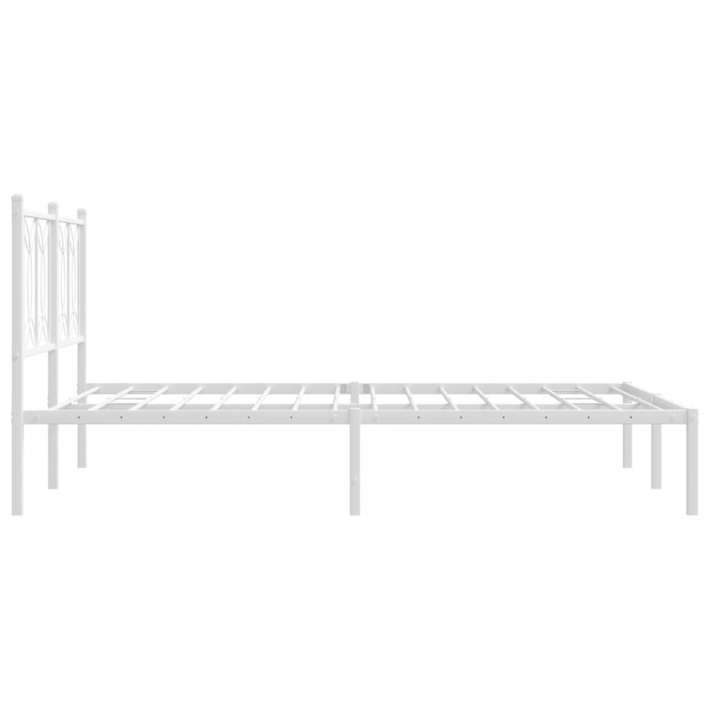 Metalni okvir za krevet s uzglavljem bijeli 140 x 190 cm