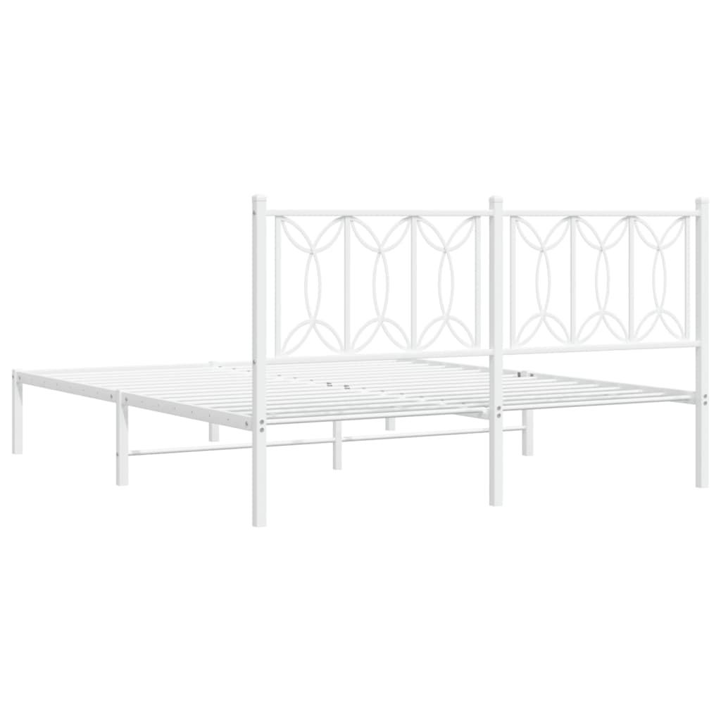 Metalni okvir za krevet s uzglavljem bijeli 150x200 cm