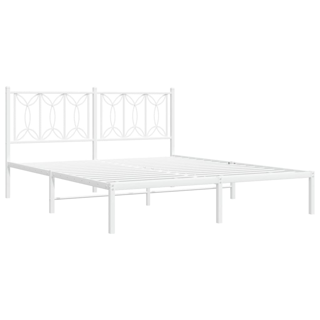 Metalni okvir za krevet s uzglavljem bijeli 160x200 cm