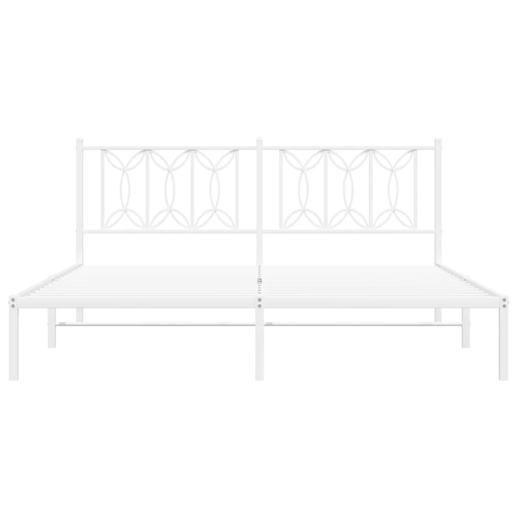 Metalni okvir za krevet s uzglavljem bijeli 180x200 cm