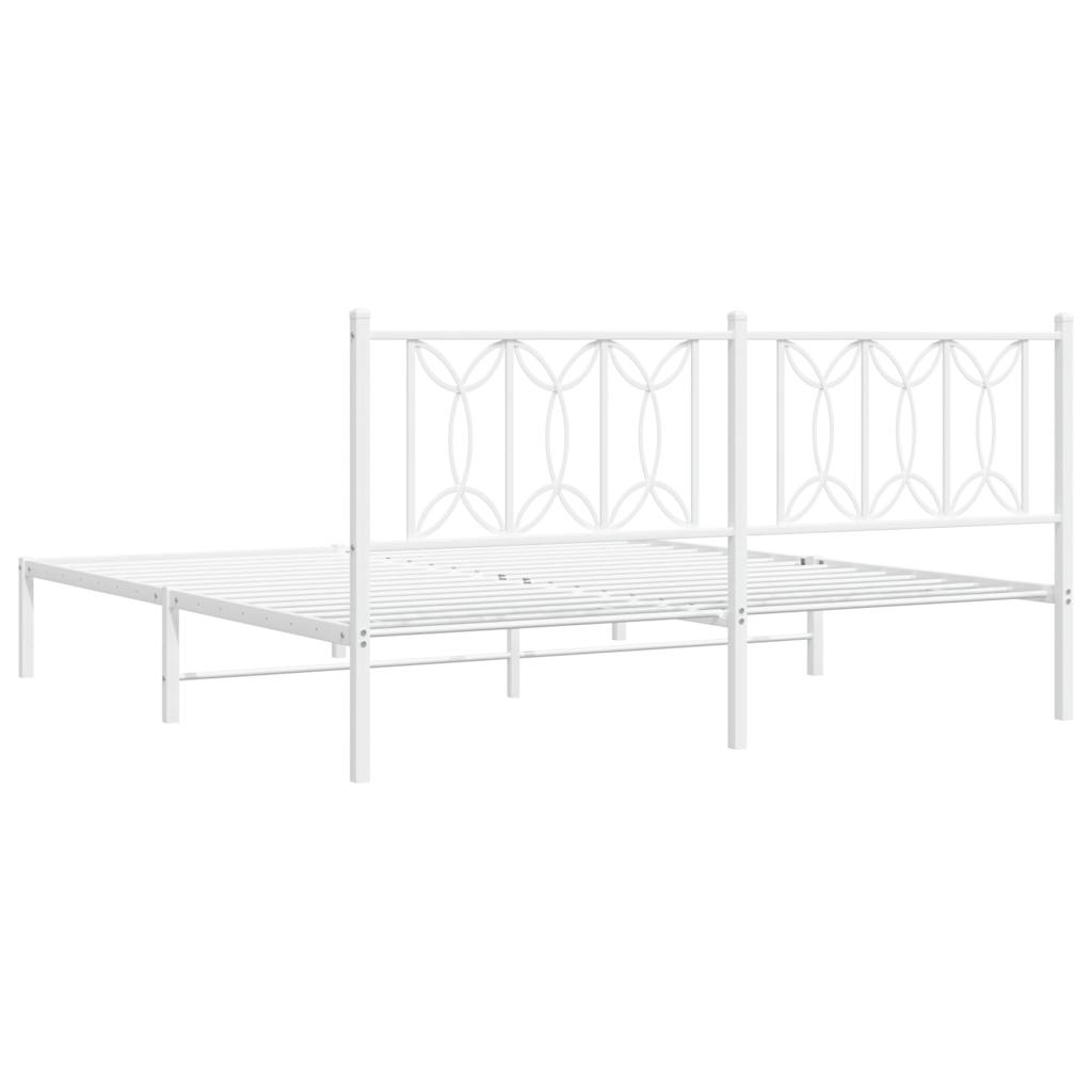 Metalni okvir za krevet s uzglavljem bijeli 180x200 cm