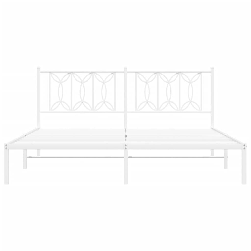 Metalni okvir za krevet s uzglavljem bijeli 183x213 cm
